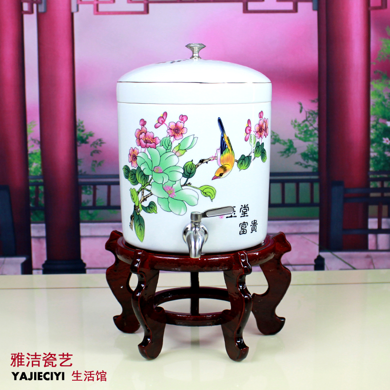 陶瓷小水缸防爆带水龙头