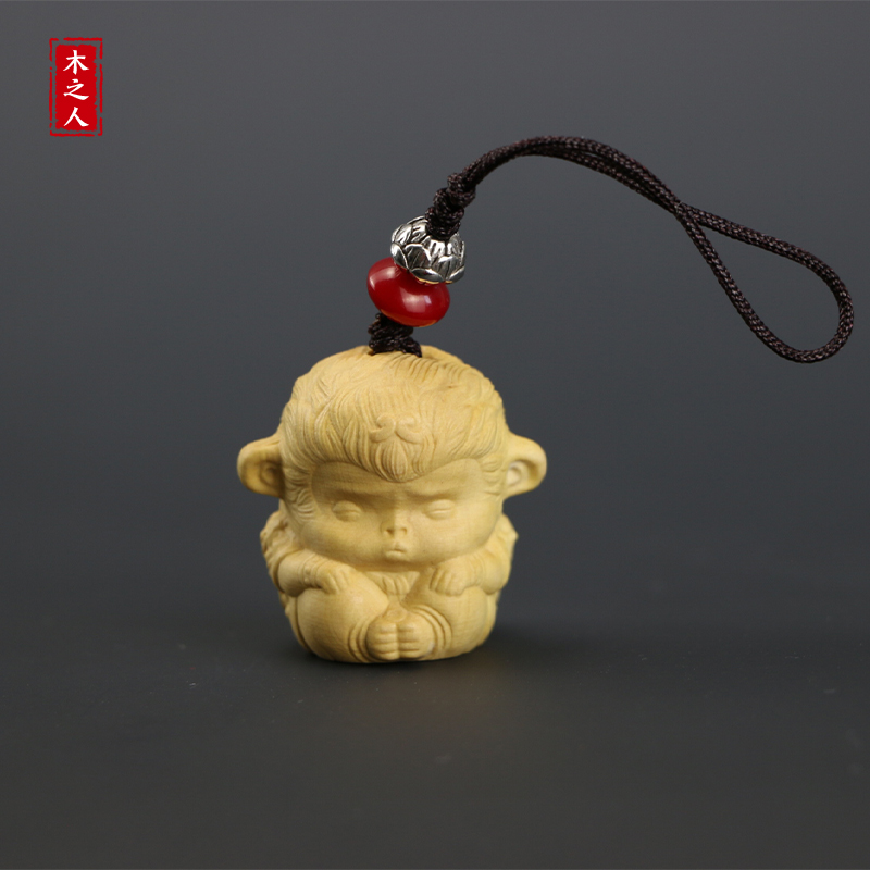 黄杨木雕孙悟空小挂件随身手把件文玩工艺品生日礼物可爱禅意挂件