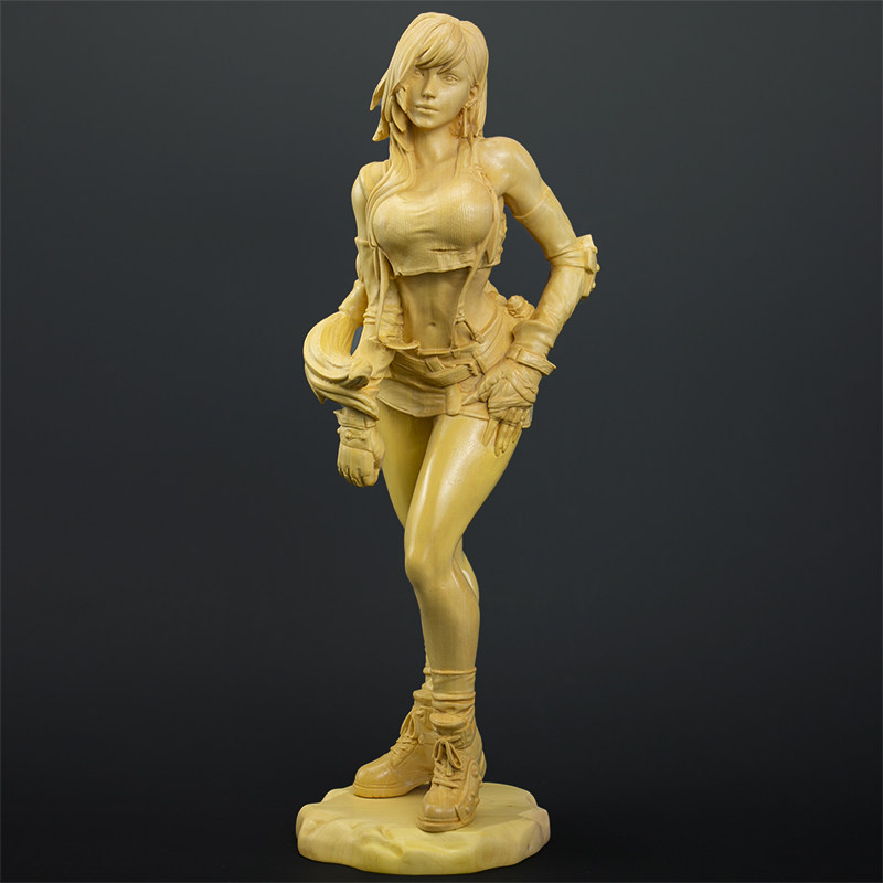 最终幻想蒂法tifa手办兵人雕像全身像动漫周边黄杨木摆件实木雕刻