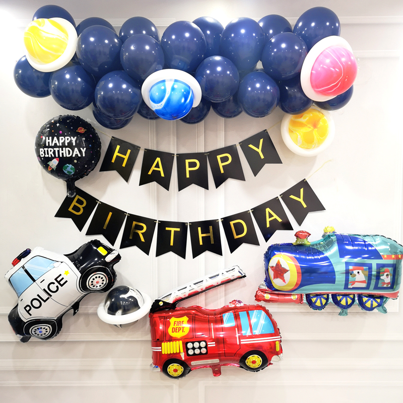 宝宝一周岁生日布置男孩儿童生日装饰主题场景布置火车气球背景墙