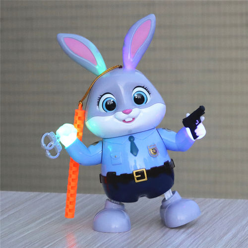 电动跳舞唱歌兔子警官手提花灯
