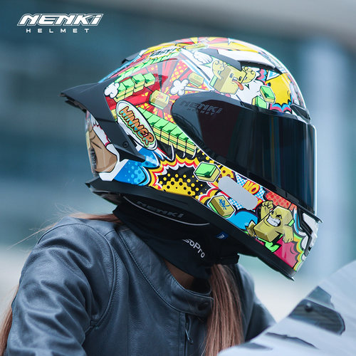 nenki骑士摩托车安全盔双镜片