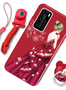 华为P40手机壳女款华为P40 5G硅胶超薄磨砂软壳HUAWEI个性创意防摔全包边ANA-AN00保护套时尚p4O网红情侣红色