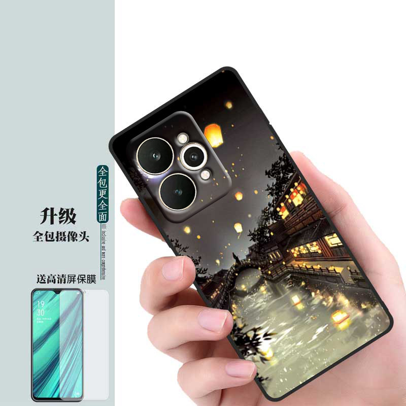 适用真我15全包边卡通男女新款硅胶防摔网红情侣oppoRealme15时尚个性潮牌RMX5105保护套防滑软边磨砂外壳