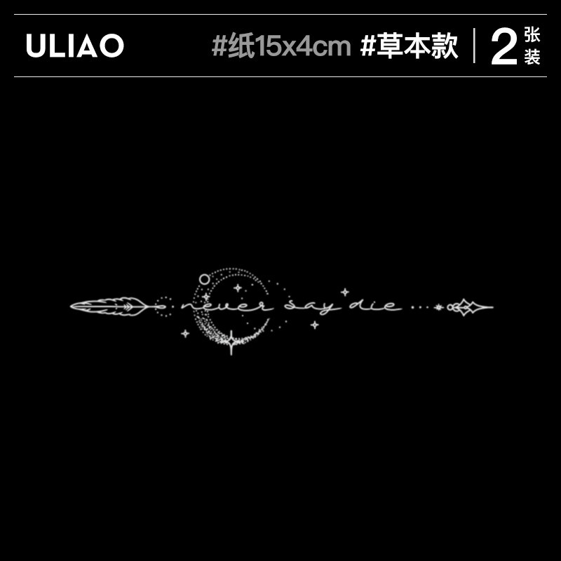 2张 ULIAO 永不言弃 英文草本纹身贴半永久防水洗不掉果汁贴持久