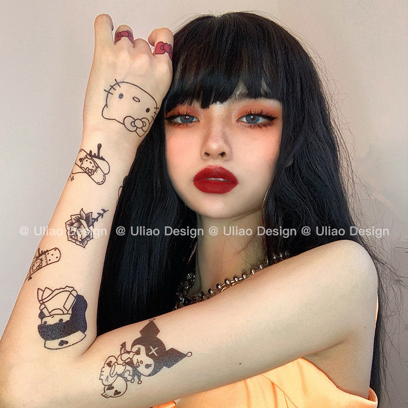 uliao 欧美school风暗黑系花臂可爱动漫卡通纹身贴防水持久库洛米