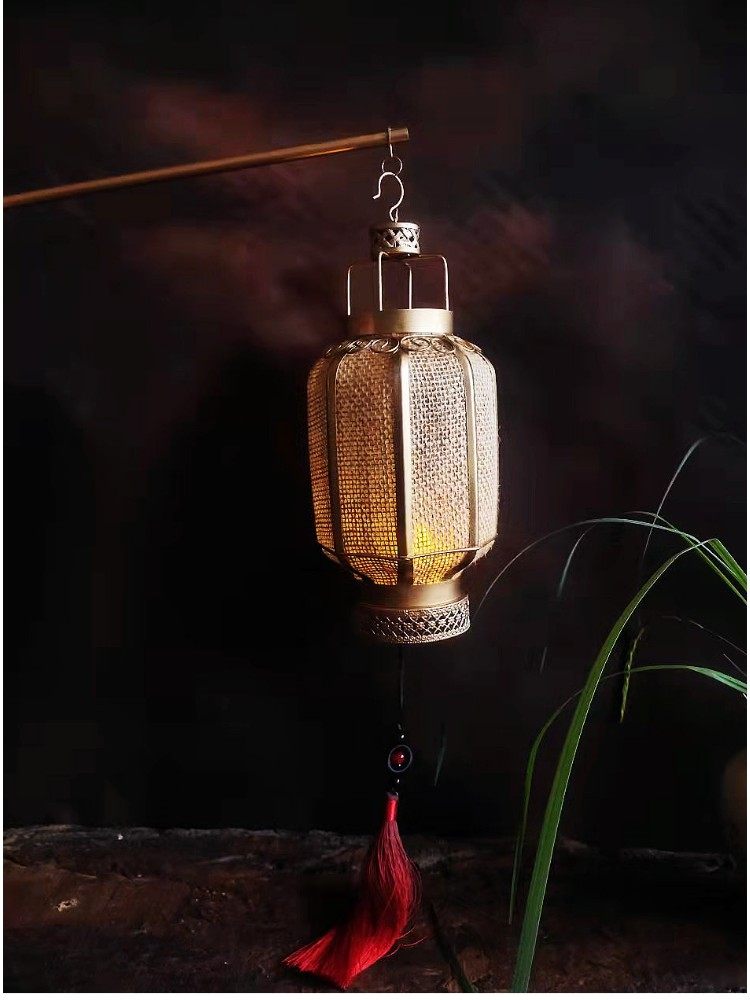 中国风复古麻布手提灯笼汉服古装拍摄道具灯舞蹈装饰古风铁艺宫灯