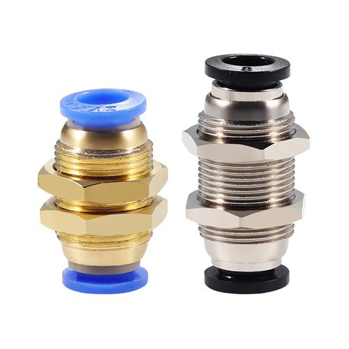 气动配件隔板气管快速快接接头PM4/6/8/10/12穿板铜螺纹直通接头