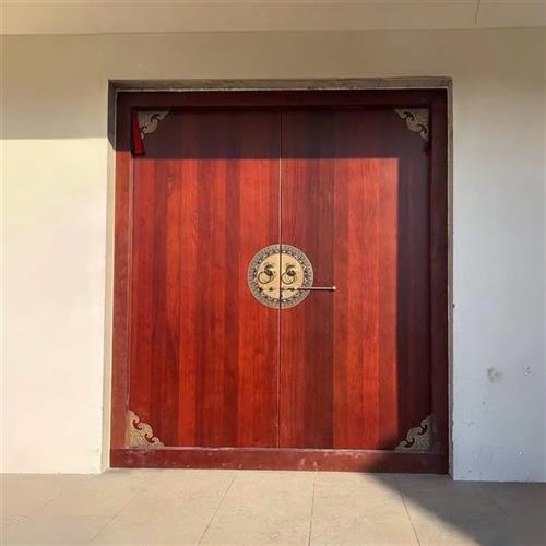 中式实木仿古大门农村自建房别墅双开庭院门柚木入户大门中式复古
