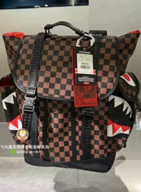 SprayGround专柜正品 W1215702迷彩格子大容量潮牌双肩背包盖包