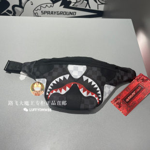 SprayGround专柜正品 腰包男斜挎包女大容量胸包鲨鱼嘴棋盘格包SG