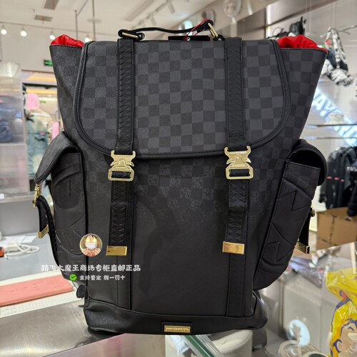 SprayGround专柜正品 W1215710迷彩格子大容量潮牌双肩背包盖包