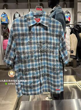 SprayGround鲨鱼嘴专柜正品26新款W1220404男女格子翻领短袖衬衫