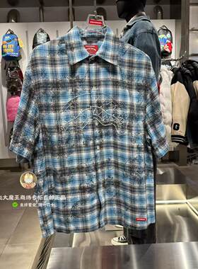 SprayGround鲨鱼嘴专柜正品26新款W1220404男女格子翻领短袖衬衫