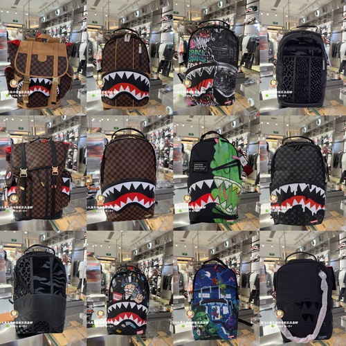 SprayGround专柜正品 新款25鲨鱼嘴双肩包男女学生书包SG透明包