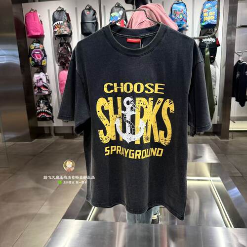 SprayGround 鲨鱼嘴专柜正品26新款W1220202男女宽松印花短袖T恤