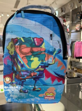 SprayGround鲨鱼嘴正品 新款海绵宝宝男女大容量双肩背包W1215805