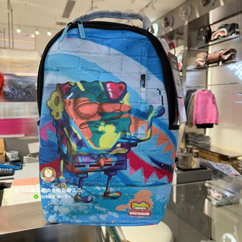 SprayGround鲨鱼嘴正品 新款海绵宝宝男女大容量双肩背包W1215805