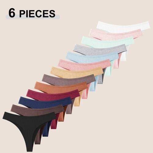 6Pcs/Set Seamless Cotton Thongs Panties For Women Sexy Low R