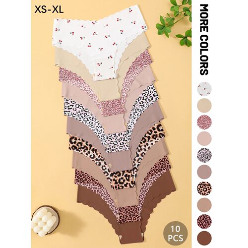 10pcs Women Seamless Wavy Edge Breathable Comfortable Soft F