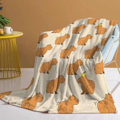 Trembling Capybara Blanket Printed Throw Blanket Plush Fluff
