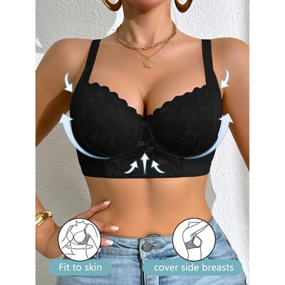 Women's a B C D Cup Lace-Trimmed, Side-Breast-Enhancing, Ski