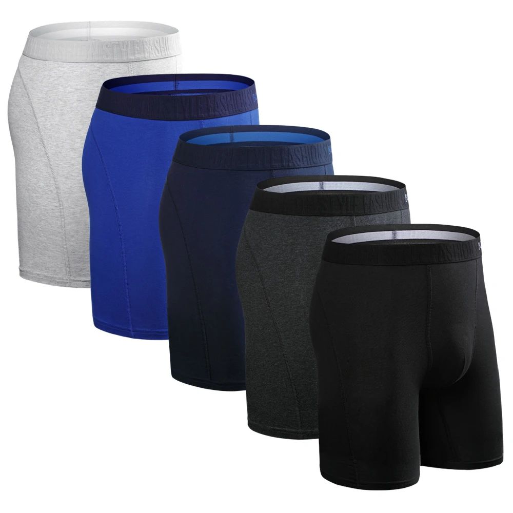 Brand 5 Pcs Lot Long Boxer Men Underwear Cotton Underware Lo图片