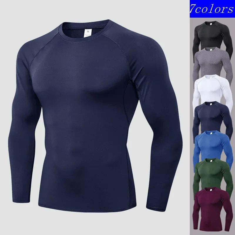 Men's Compression Shirts Longs Sleeve Workout Gym T-Shirt Ru