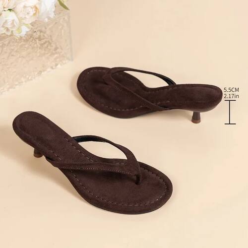 Women Brown Heeled Sandals with Thin Heel Comfortable Summer