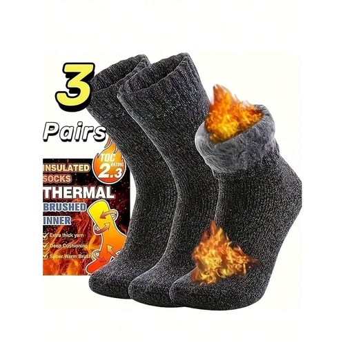 3 pairs of ultra-thick brushed warm socks, casual, thick, sw