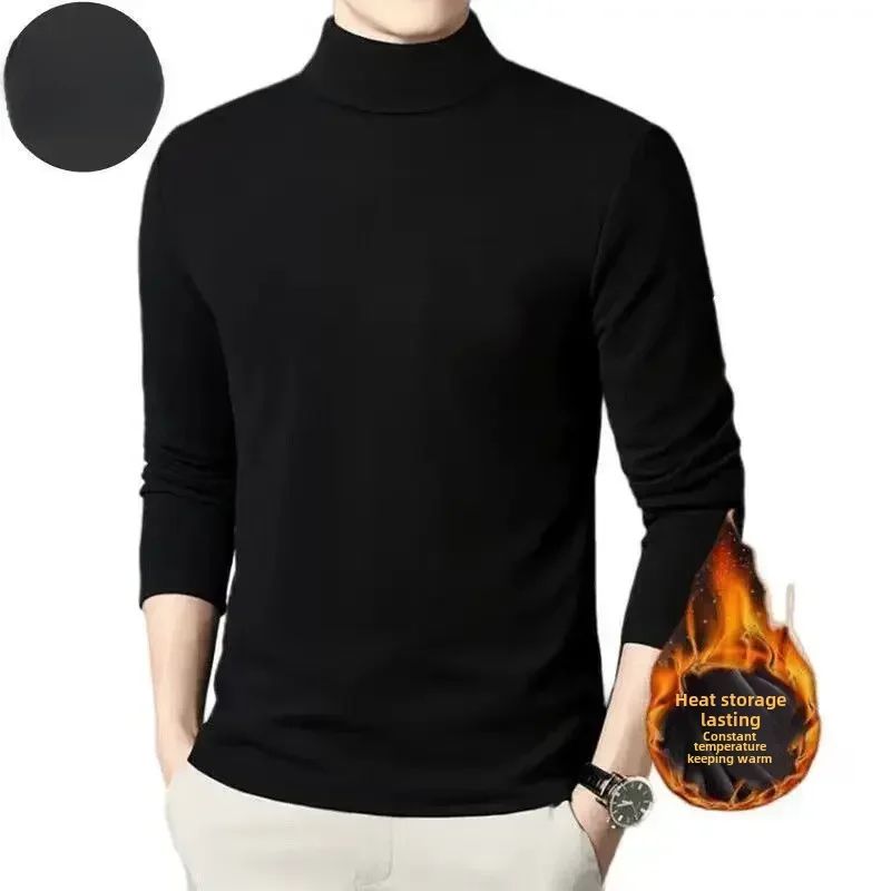 Winter Thickened Inner Fleece-lined Men's Polo/turtle Neck W