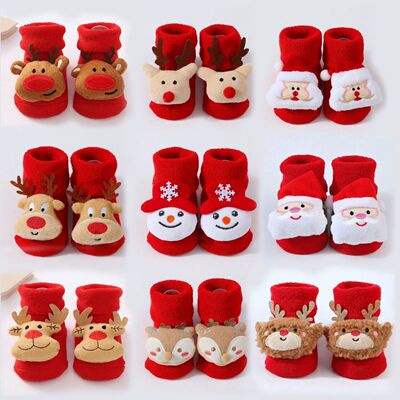 Cute Santa Claus Doll Knitted Baby Socks Newborn Toddler Sof