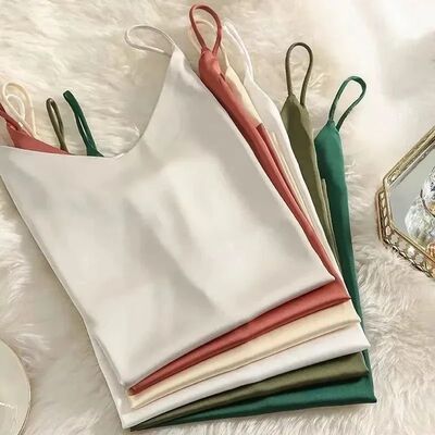 2026 Spaghetti Strap Top Women Halter V Neck Basic White Cam