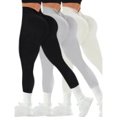 Yoga Pants Solid Back Seamless Waist High Color Rib Knitte