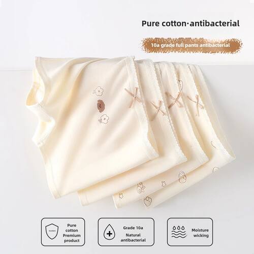 4 Pack Girls Cotton Underwear Class A Flat Seamless Breathab
