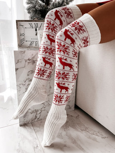 Christmas Women's Socks Thigh High Socks Snowflake Print Kni