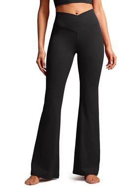 Crossover Flare Leggings for WomenHigh Waist V Cross Bootcut