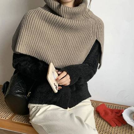 Pullover Scarf Turtleneck Furcal Neckercief Winter Women War