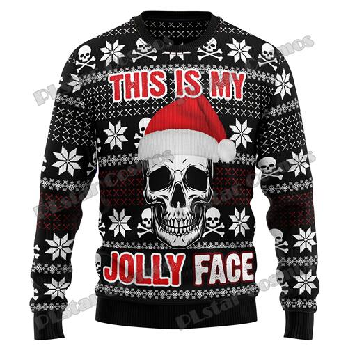 Autumn Winter Unisex Casual Knit Pullover Sweater Skull Pine