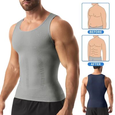 Men Compression Shirt for Body Shaper Slimming Vest Tight Tu