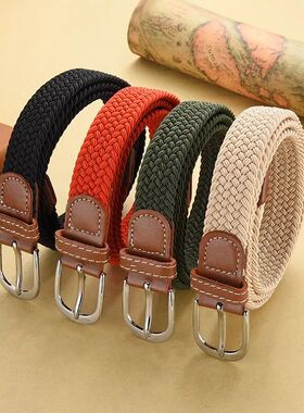 Women's Belt Casual Woven Elastic Belt Outdoor Sports Men's