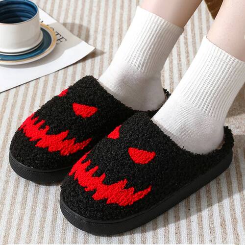 Red Devil Plush Couple Halloween Slippers Winter Comfort Thi