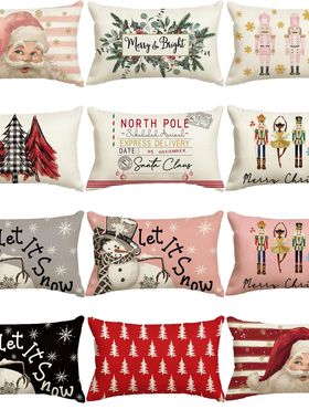 30*50CM Christmas Pillow Covers Linen Snowmen Gingerbread Ma