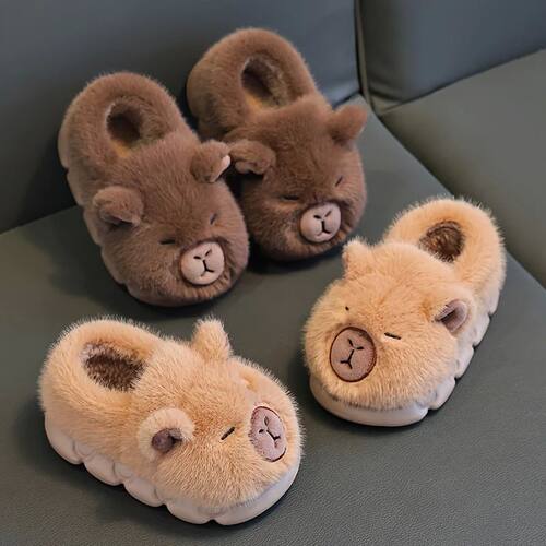 Kids Winter Warm Cotton Slippers Cute Capybara Slip-On Shoes
