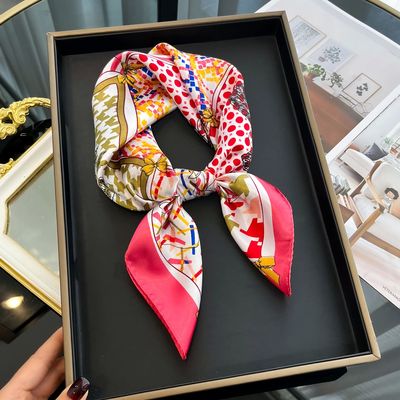 Square Silk Scarf for Women  Hair Bands Neckerchief Female S