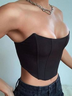 Sleeveless Off Shoulder VelvetSexy Corset Crop Tops Vest Fem