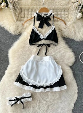 Women's Sexy Bow Lace-Up Sensual Dress SetUniform - Trendy C