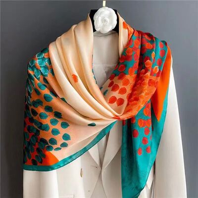 110x110cm Women Silk Square Scarf Female Design Print Lady S