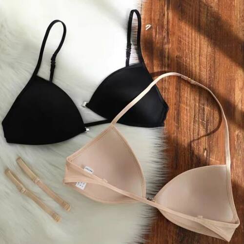 French Simple Triangle Cup Sexy Bras Women's Thin Shoulder S