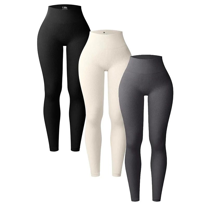 Women's seamless knitted thread yoga pants high waisted spor